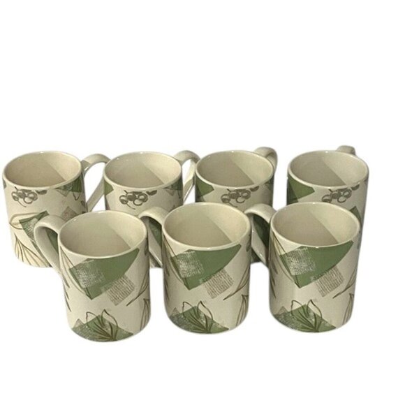 Corelle Textured Leaves 3 7/8" Stoneware Mugs Set of 7 - Picture 2 of 9